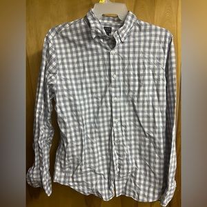 J. Crew Size XL Gray & White Plaid Button Down Shirt Long Sleeve
